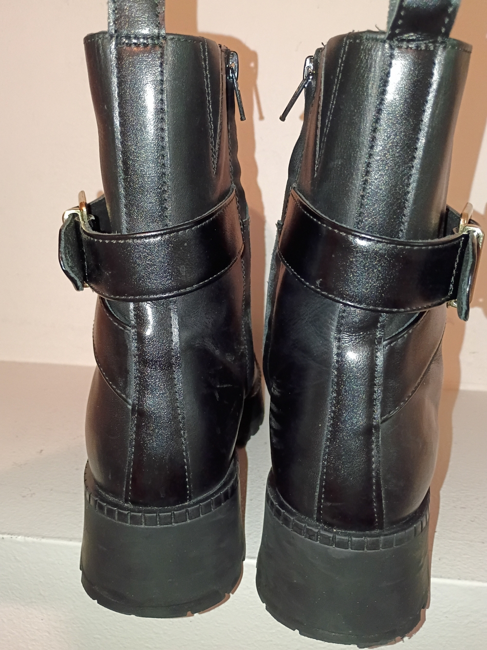 Crown Vintage Black Leather Ankle Boot with Gold Buckle - Picture 7 of 13